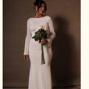 Meshki White Long Sleeve Gown